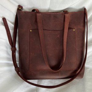 Portland Leather - CROSSBODY TOTE w/Zipper - Merlot